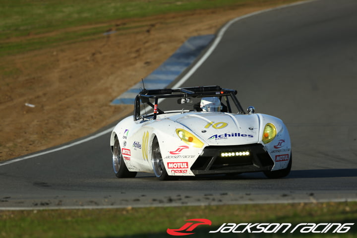 Oscar Jr. piloting the Team CRE Catfish in the early morning hours of the 2012 25 Hours of Thunderhill.